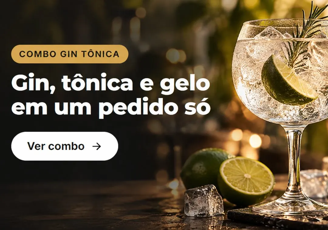 Combo gin tônica: gin, tônica e gelo em um pedido só.